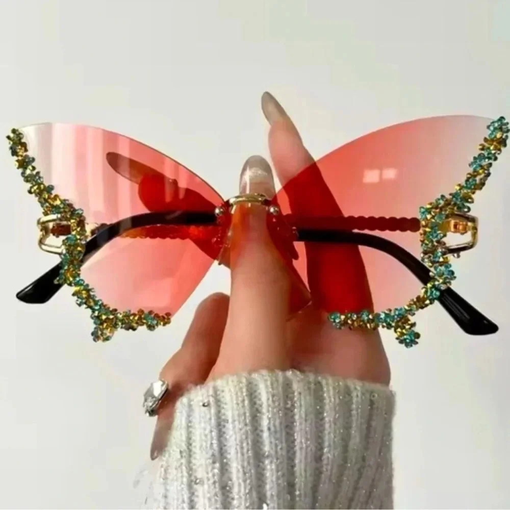 Pink Butterfly Crystal Sunglasses - Picture 7 of 7